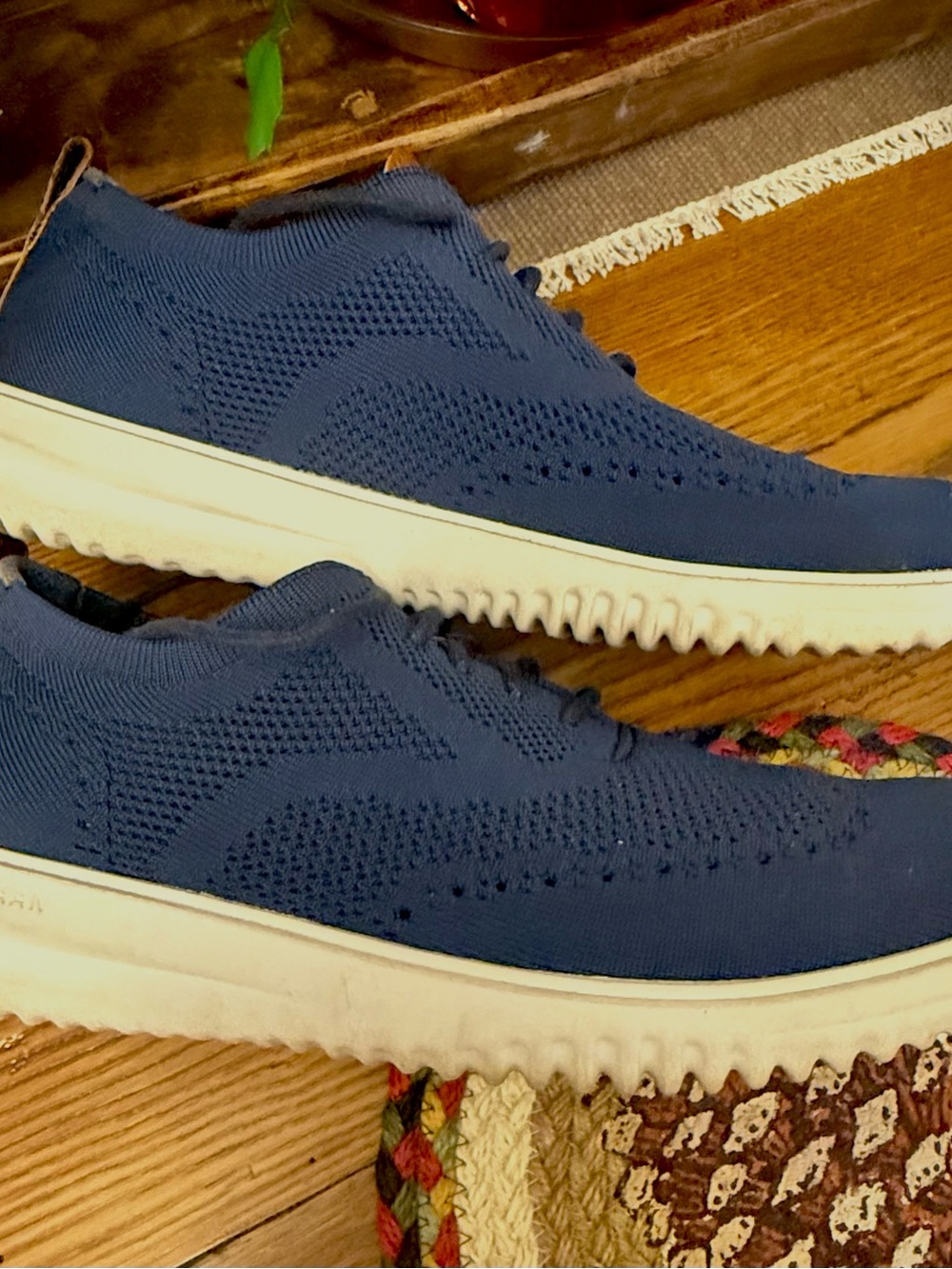 Cole Haan Grand Stretch Knit Wing Tip Oxford Shoes Navy Blue C37369 Sz 10M EUC! - Picture 5 of 8